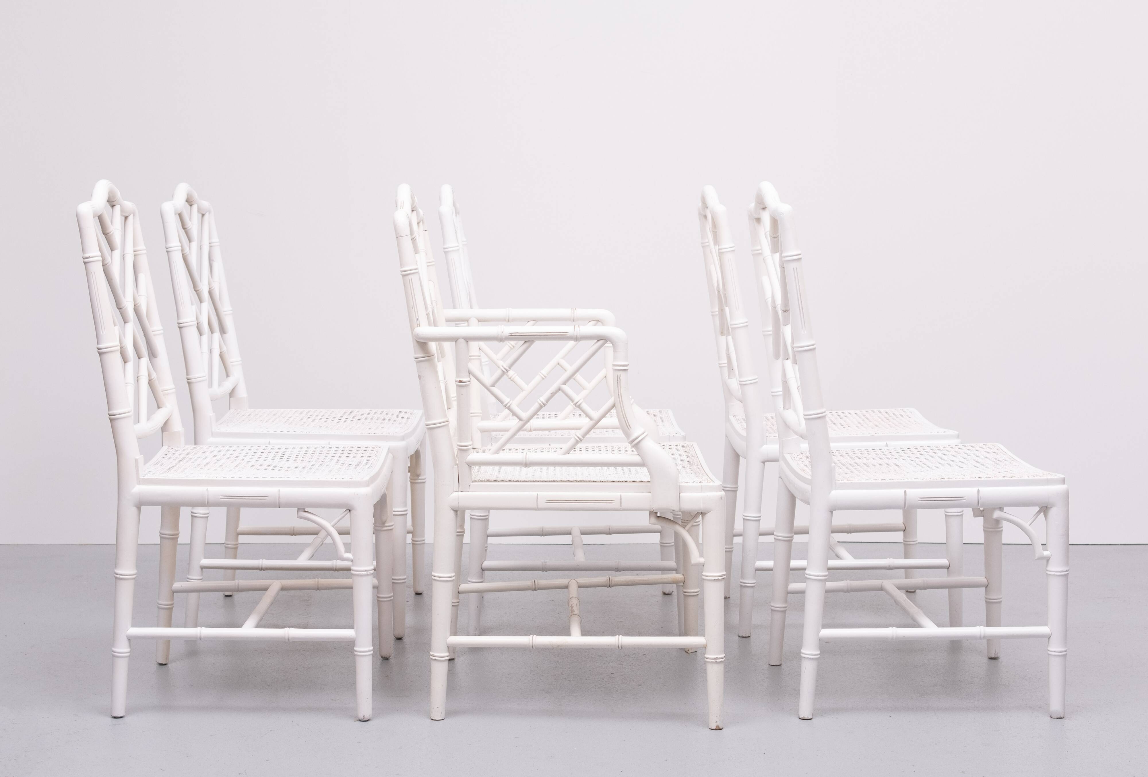 Chinese Chippendale Faux Bamboo Dining chairs set of 6