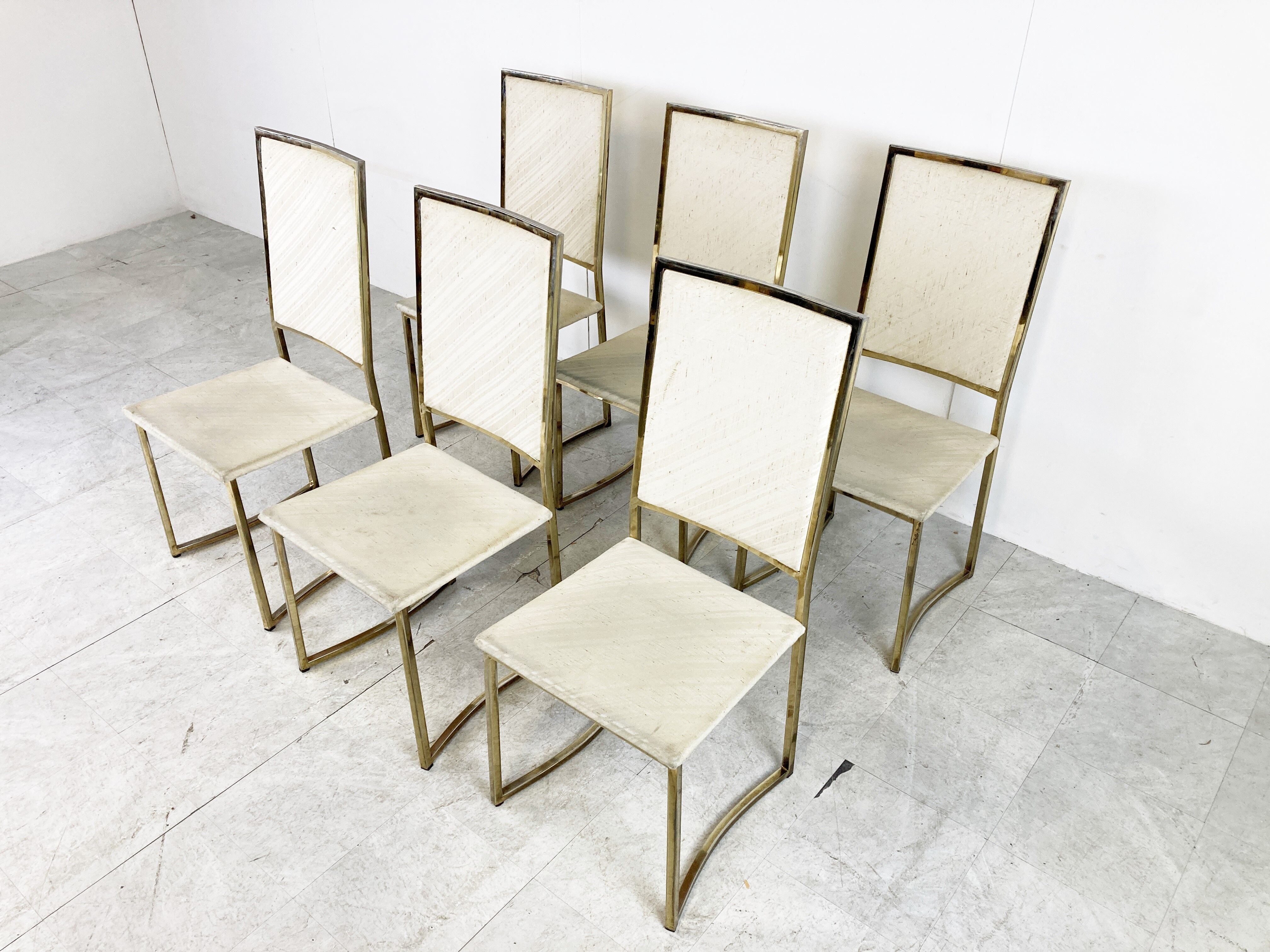 Vintage brass dining chairs by Belgo chrom, 1970s