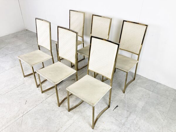 Chaises de salle à manger vintage en laiton par Belgo chrom, années 1970