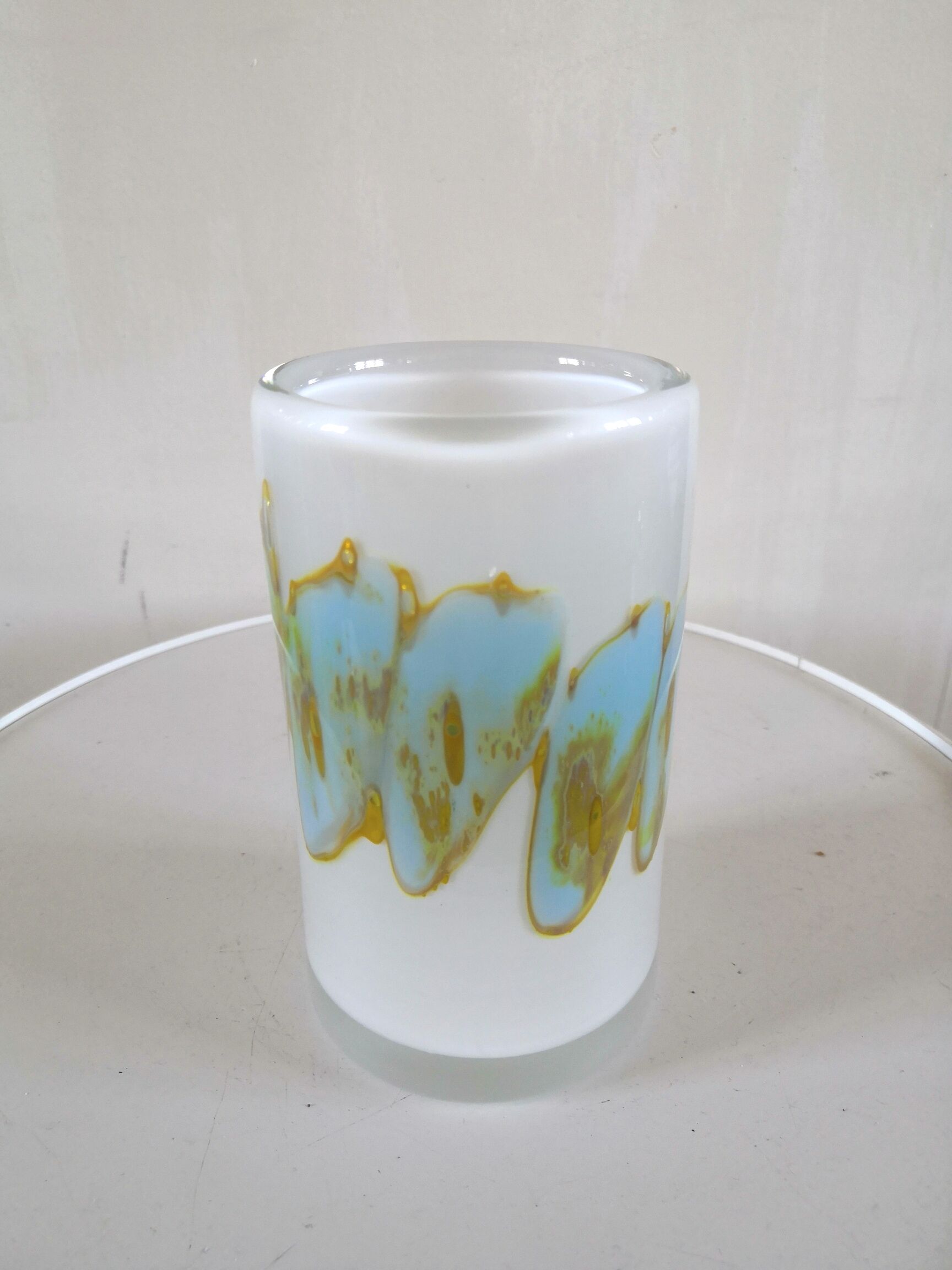 Glass vase abstract décor design 70s