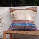 Housse de coussin artisanale en coton recyclé tissé main