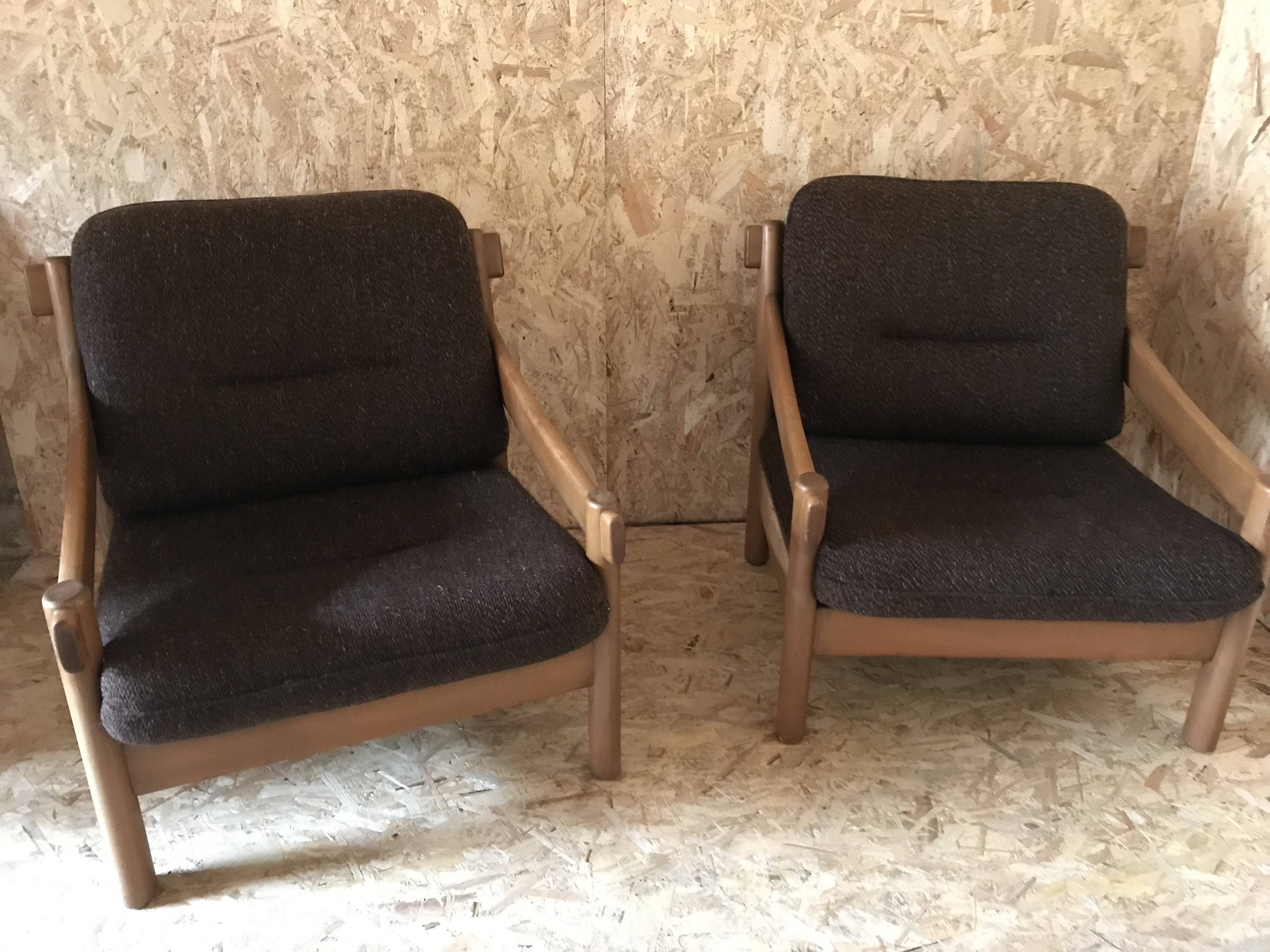 Pair of vintage brutalist armchairs circa 1980