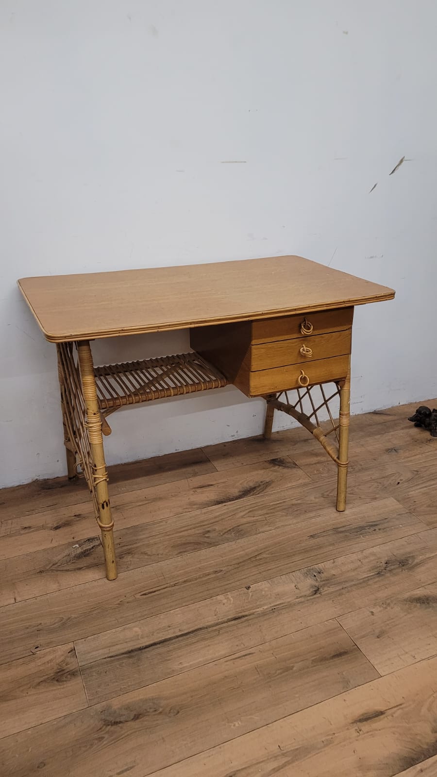 Rattan and oak desk 1950