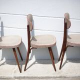 Set of 3 Baumann chairs model 732g2, bistro chair, wooden chair and vinyl fabric, kitchen, retro