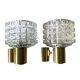 Pair of brass sconces and diamond glass 1960
