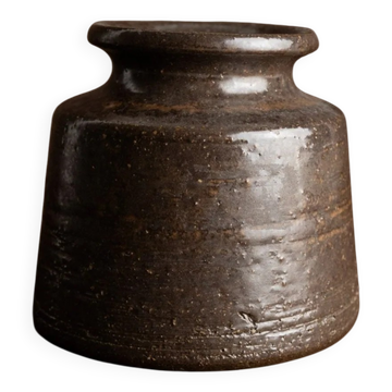 Vase en grès de feu en argile foncée Rudi Stahl Studio - Art céramique organique du milieu du siècle, années 1960