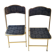 Suite de 2 chaises pliantes en velours et métal doré
