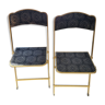 Suite de 2 chaises pliantes en velours et métal doré