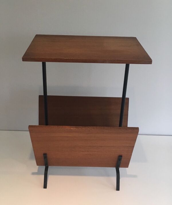 Porte-revues en bois et métal laqué noir France 1950