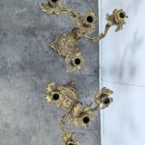 Pair of Candle Holders or Candelabra in Gilded Bronze