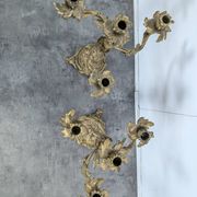 Pair of Candle Holders or Candelabra in Gilded Bronze