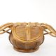 60s Italian design flower coffee table in rattan and glass marquetry