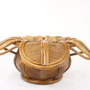 60s Italian design flower coffee table in rattan and glass marquetry