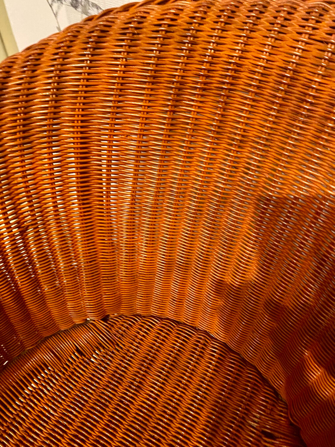 Vintage "Tonneau" Wicker Armchair - 1970s