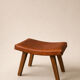 Mid-Century Modern Curved Saddle Leather Footstool Stool Brutalist Ott