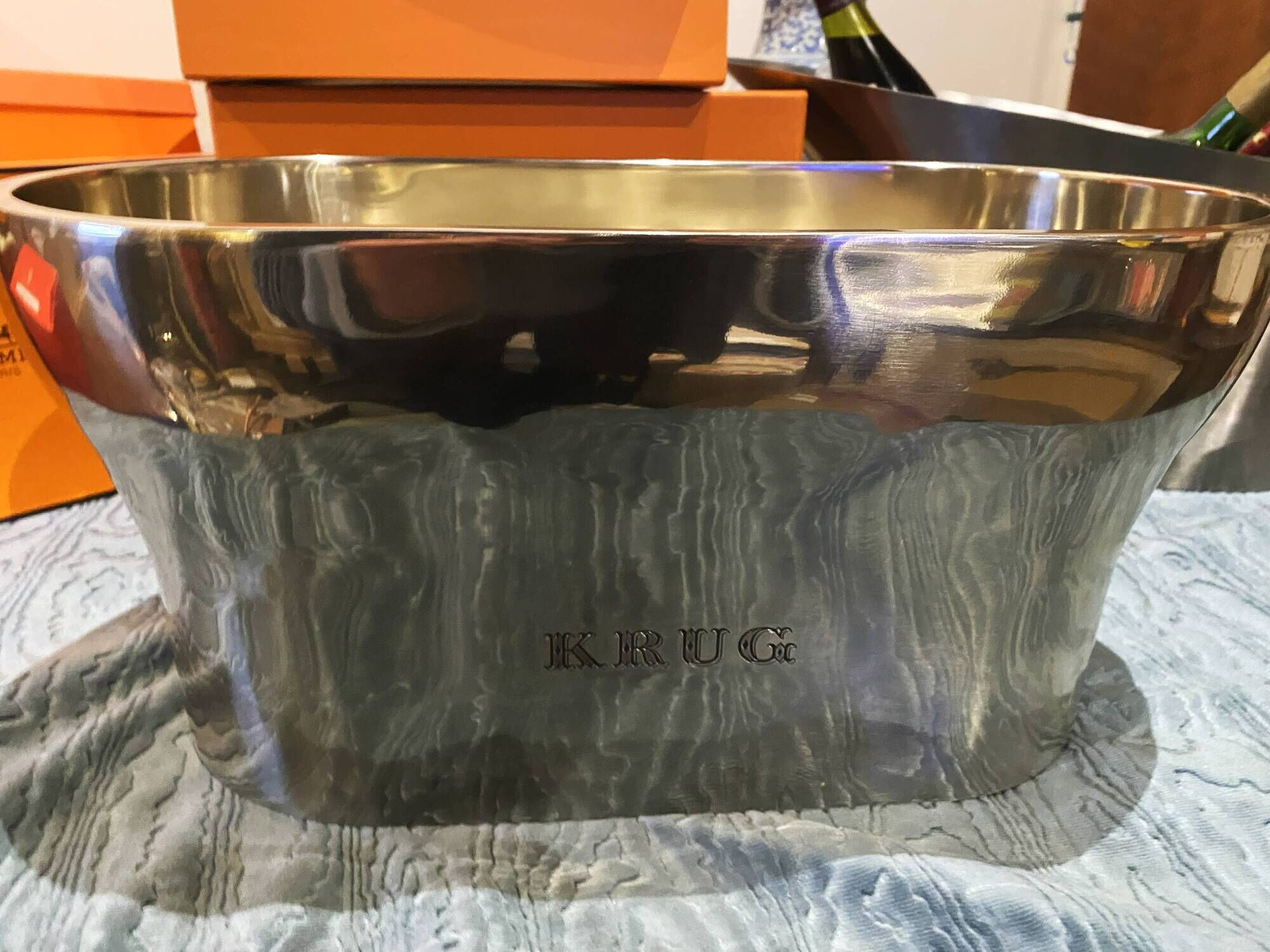 Vasque XXL KRUG in polished mirror tin Design François BAUCHET - Signed -
