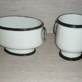 Painted porcelain planter and pot signed P. AGIN