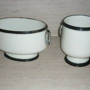 Painted porcelain planter and pot signed P. AGIN