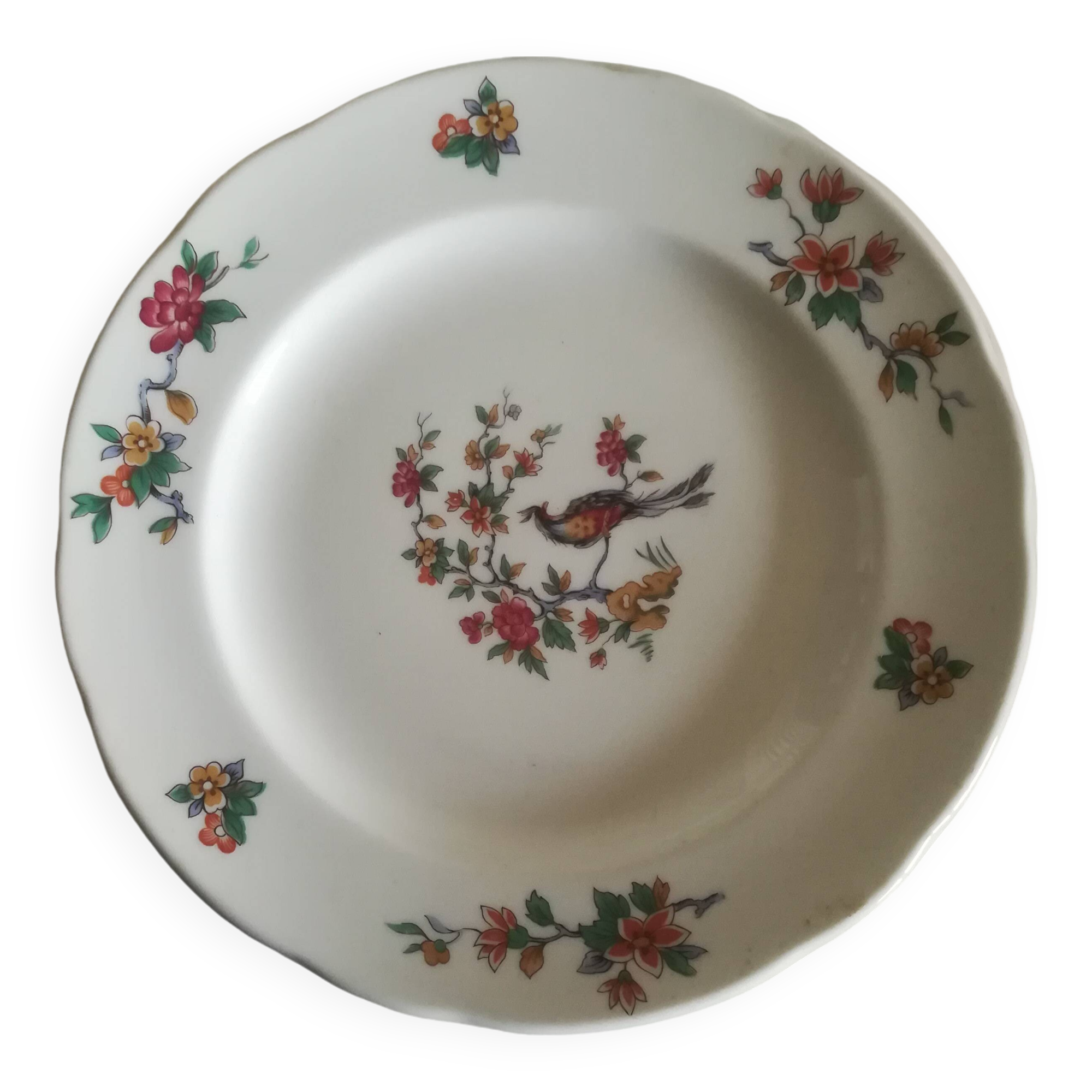 Set of 12 Pyroblanc dessert plates | Bird of Paradise