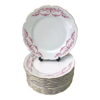 12 flat porcelain plates