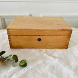 Small wooden storage chest box with keyless lid