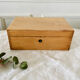 Small wooden storage chest box with keyless lid