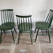 Cinq chaises Fanett vertes par Ilmari Tapiovaara pour Edsby-ken