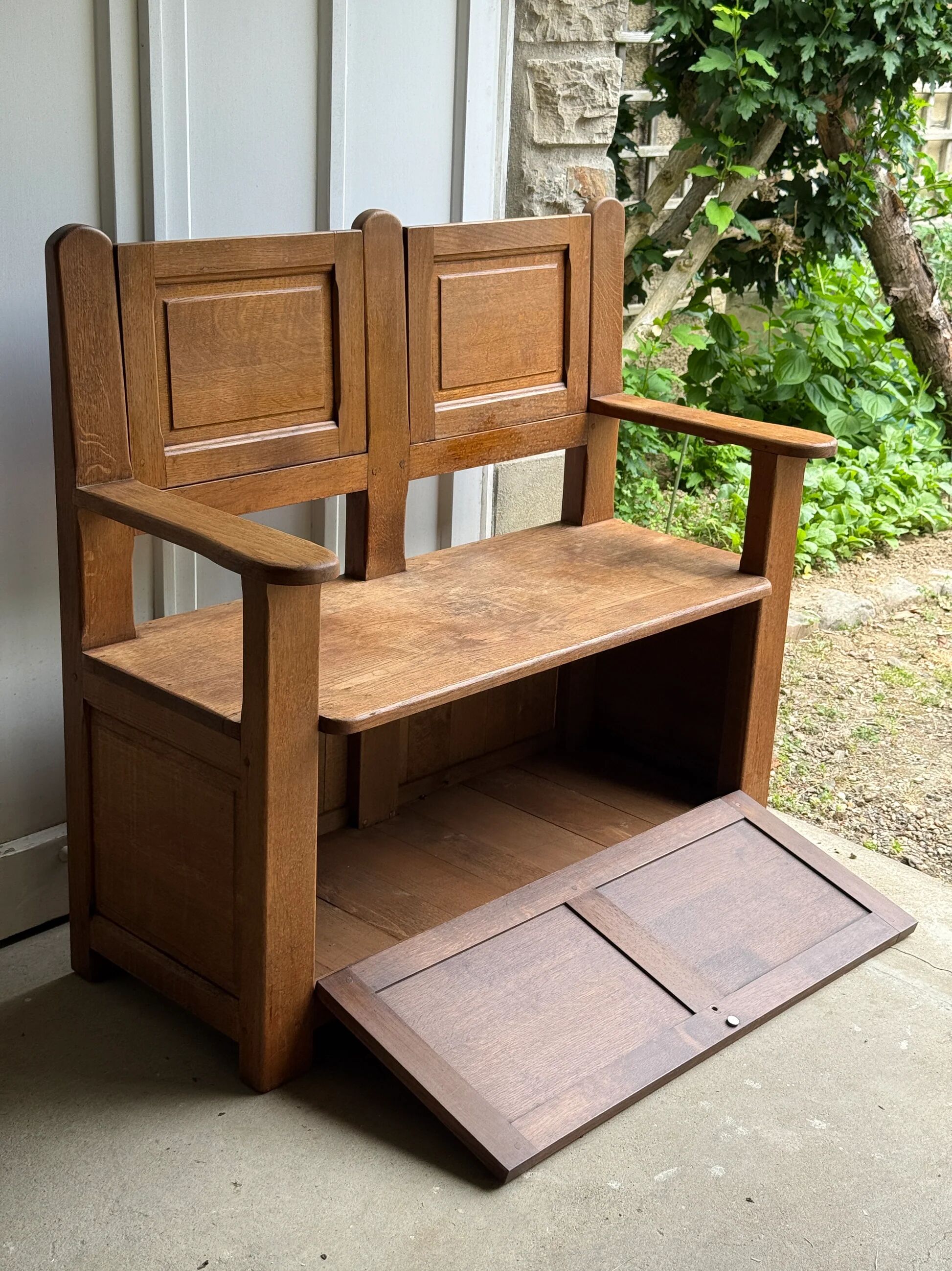 Singing bench / bench with storage chest in solid oak