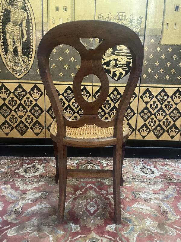 Set of 8 Louis Philippe cane chairs - caned in oak
