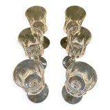Set of small 6 vintage bohemian crystal glasses from the 70s