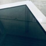 Mid-Century Smoked Glass & Chromed Steel Square Dining Table attributed to Sergio Mazza for Cinova, Italy, 1970s