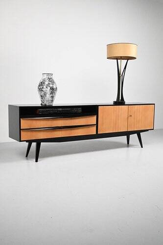 Buffet noir et marron des années 1950, style mid-century