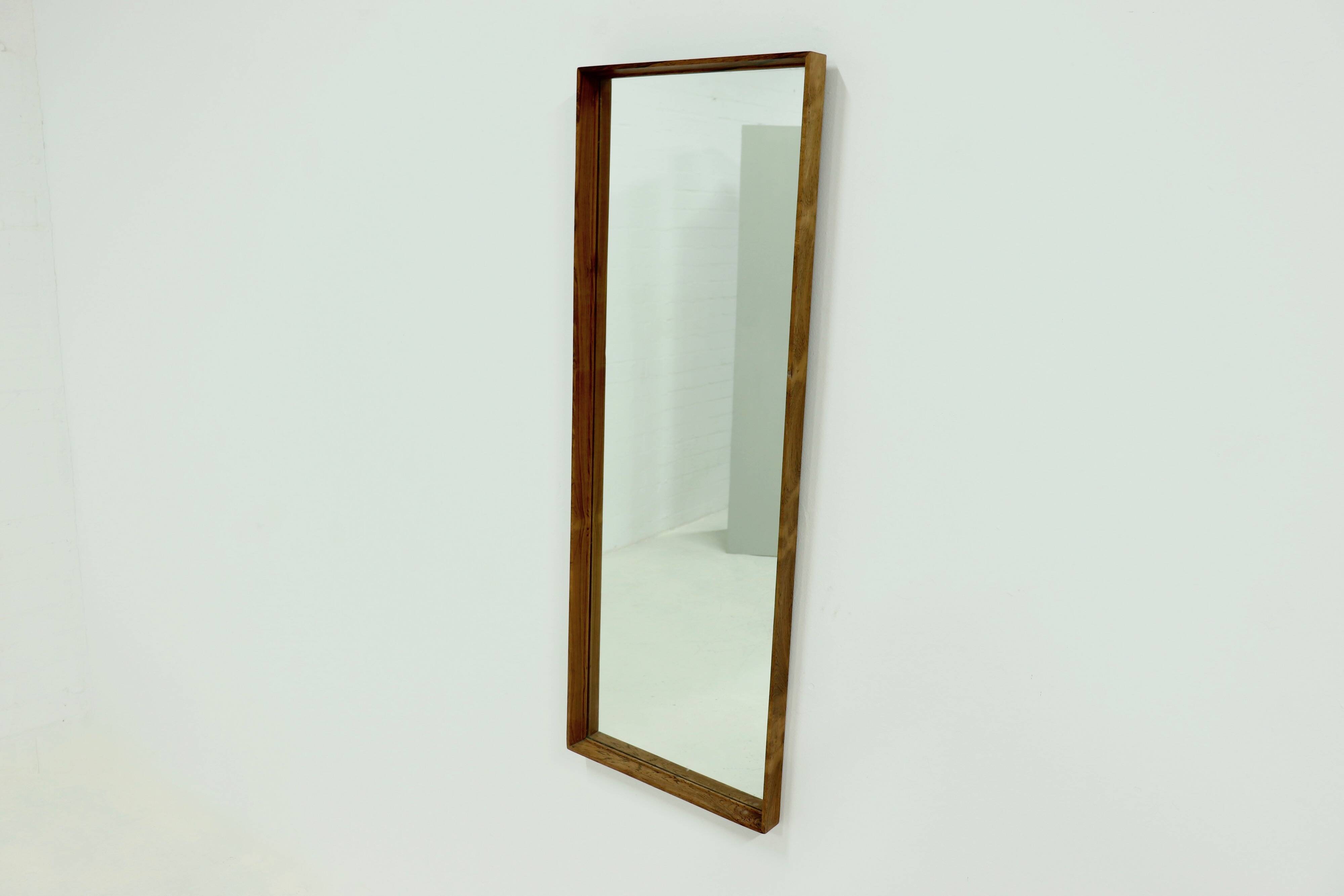 Large Scandinavian Rectangular Rosewood Mirror 1960s