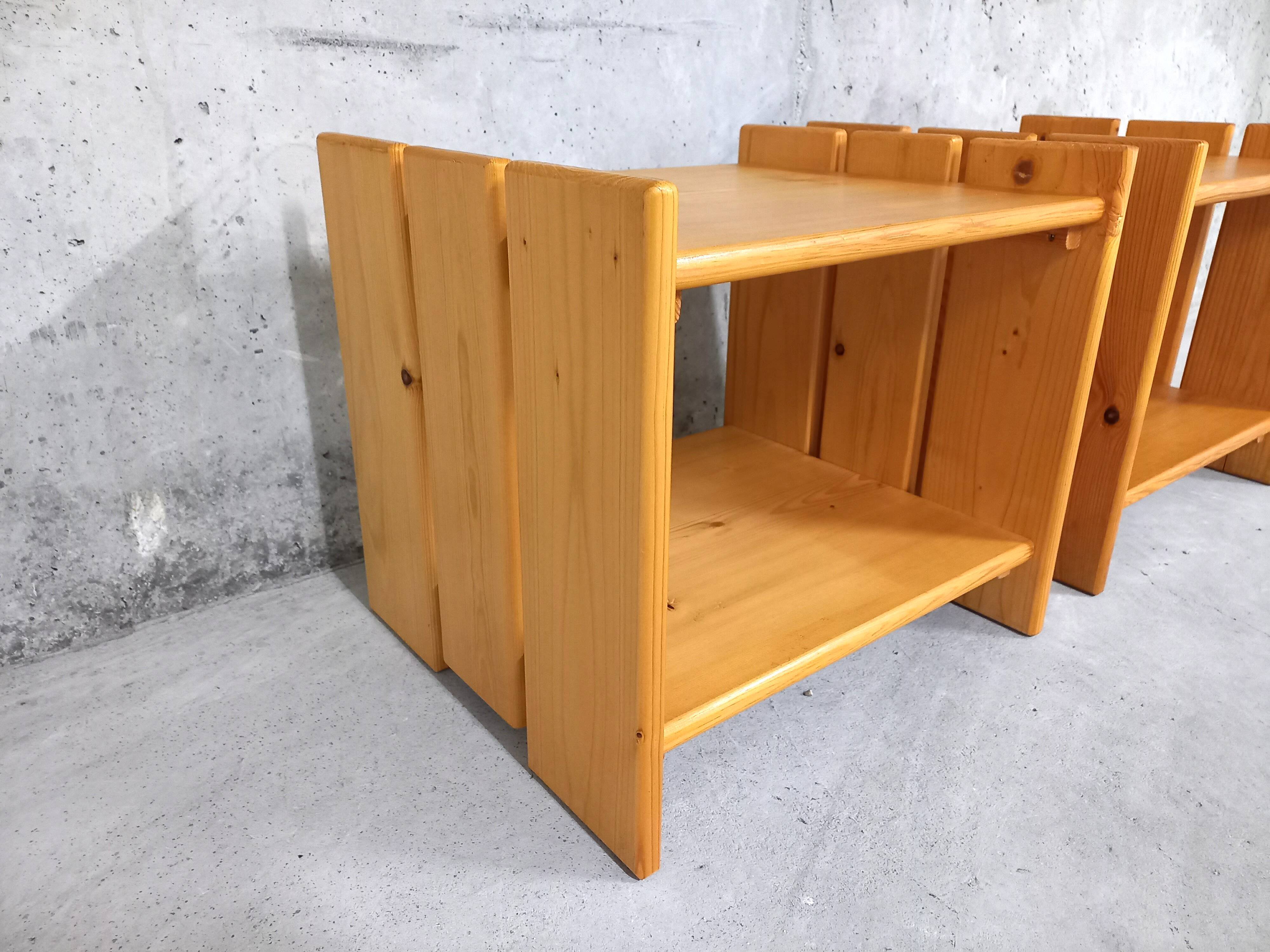 Pair of vintage pine bedside tables 70s 80s