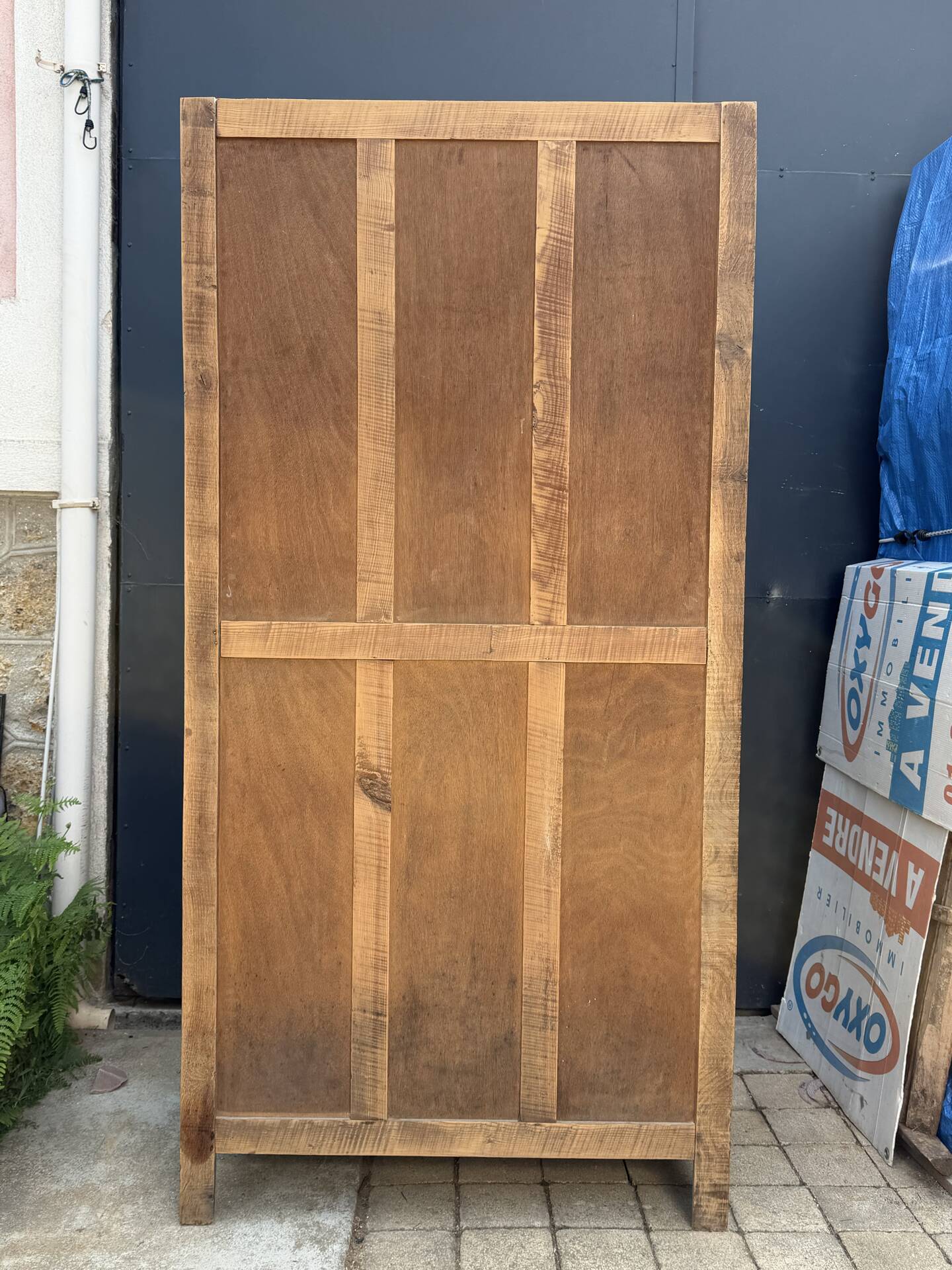 Parisian Art Deco wardrobe in raw oak, renovated.