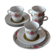 4 cups and dessert plates with vintage flower