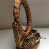 Table mirror in rattan 29 x 20 cm