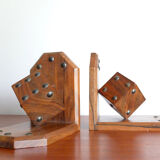 "In" wooden bookends studded, 50's