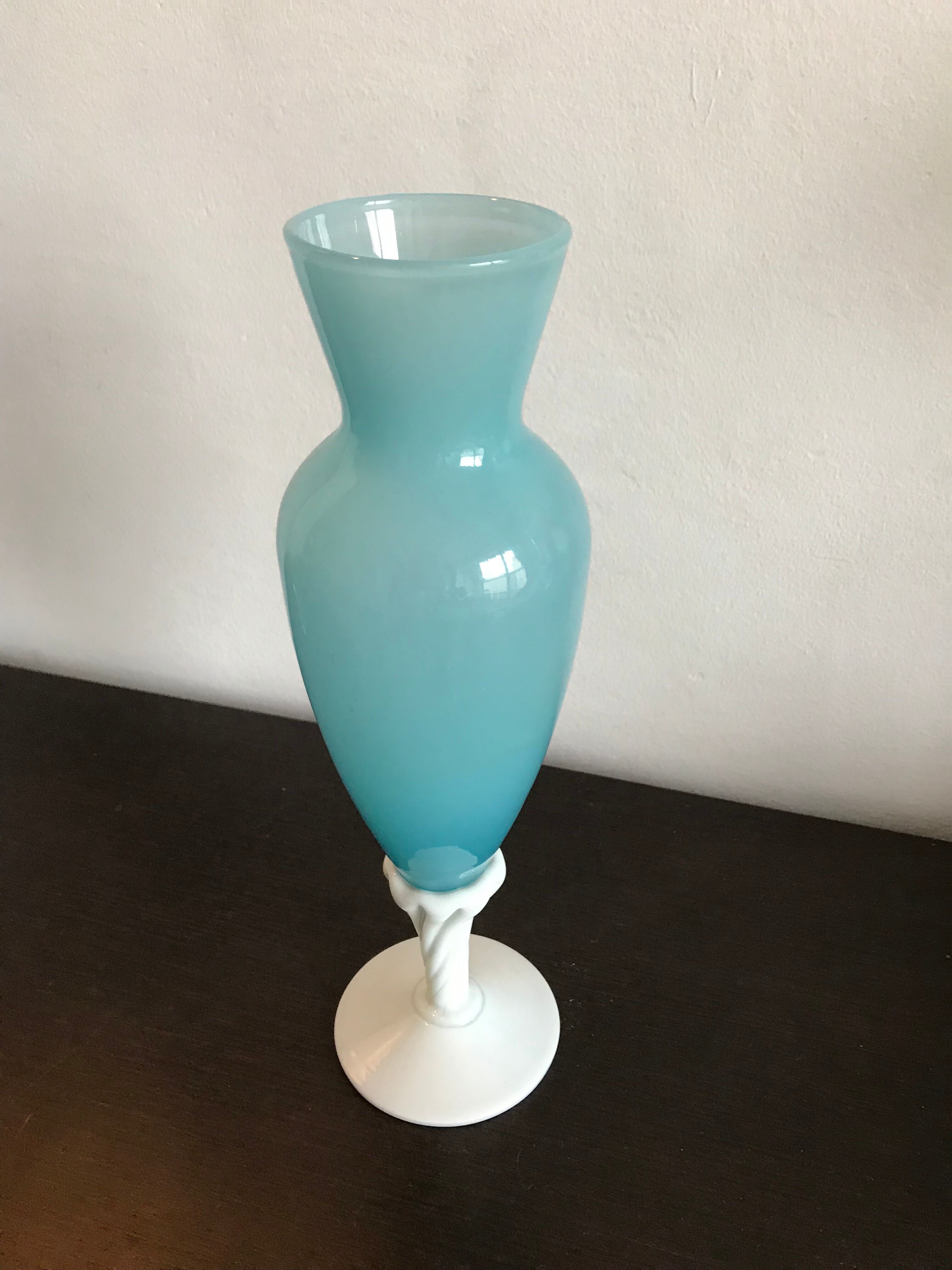 Vintage vase in blue opaline