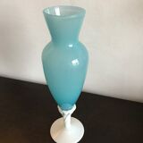 Vintage vase in blue opaline