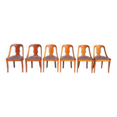 Serie de 6 chaises gondole en merisier