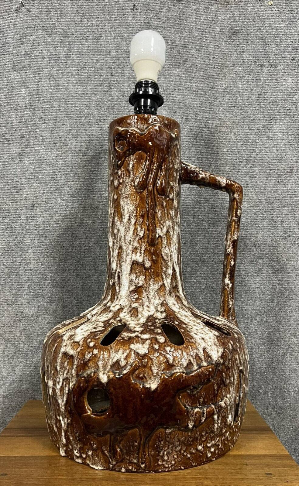 Vintage 70s lamp in brown ceramic with glaze