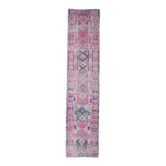Tapis turc oushak vintage fait main 86x406 cm