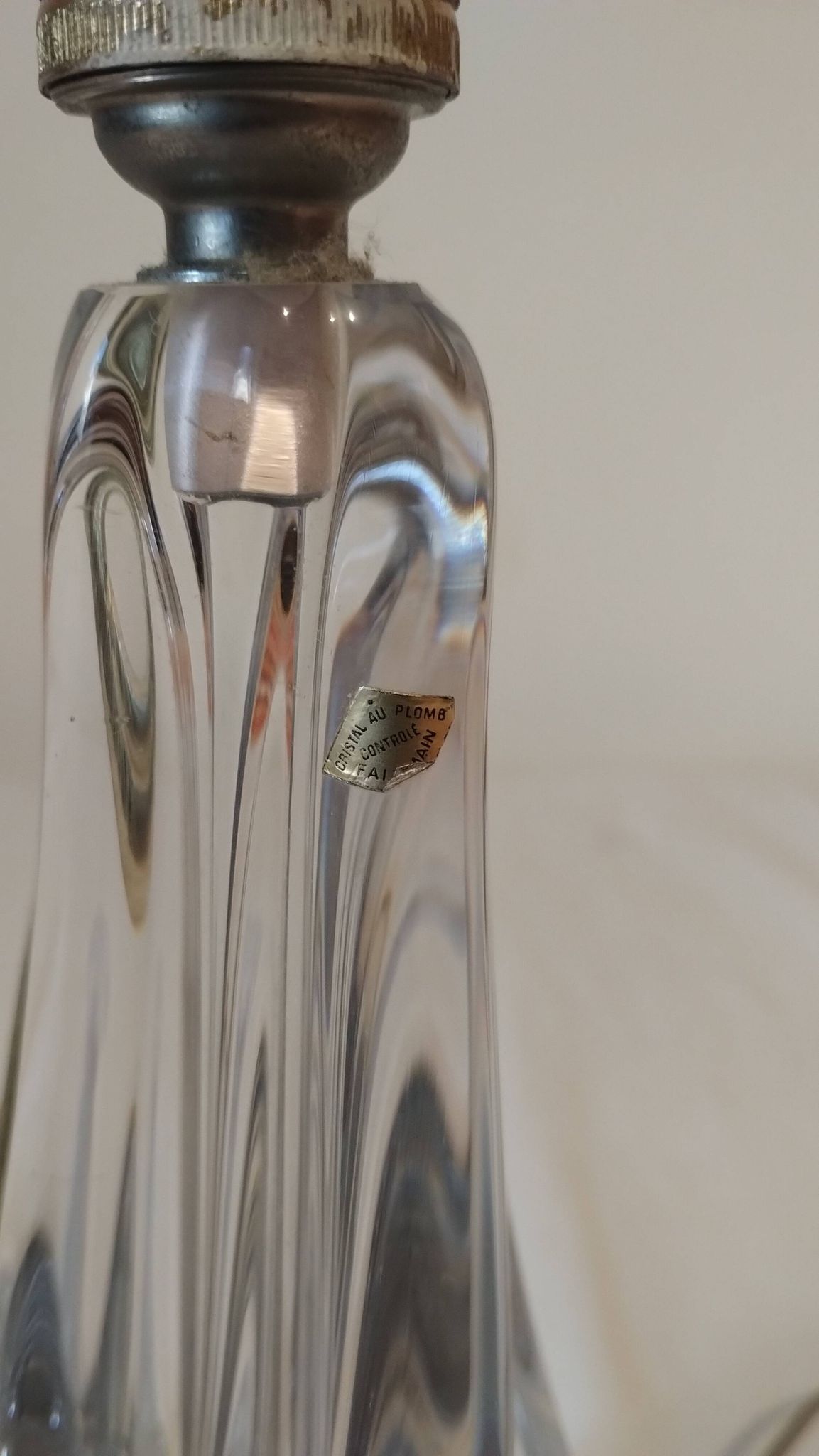 Pied de lampe en cristal de Lorraine