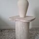 Alpha irregular side table in natural travertine - ribbed foot - L: 40 / H: 50cm