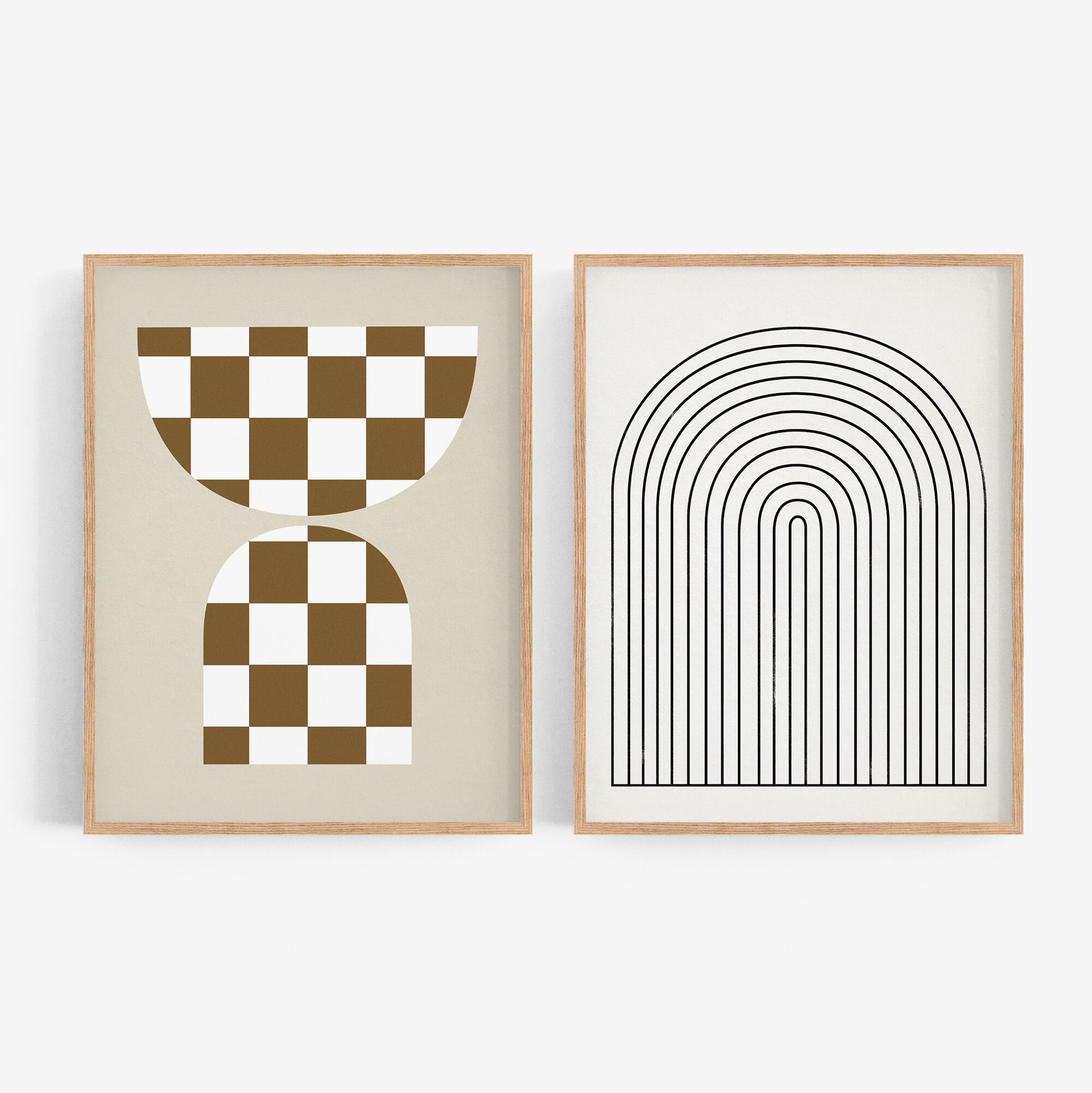 Pair of prints, checkered wall art set of two, 50x70cm