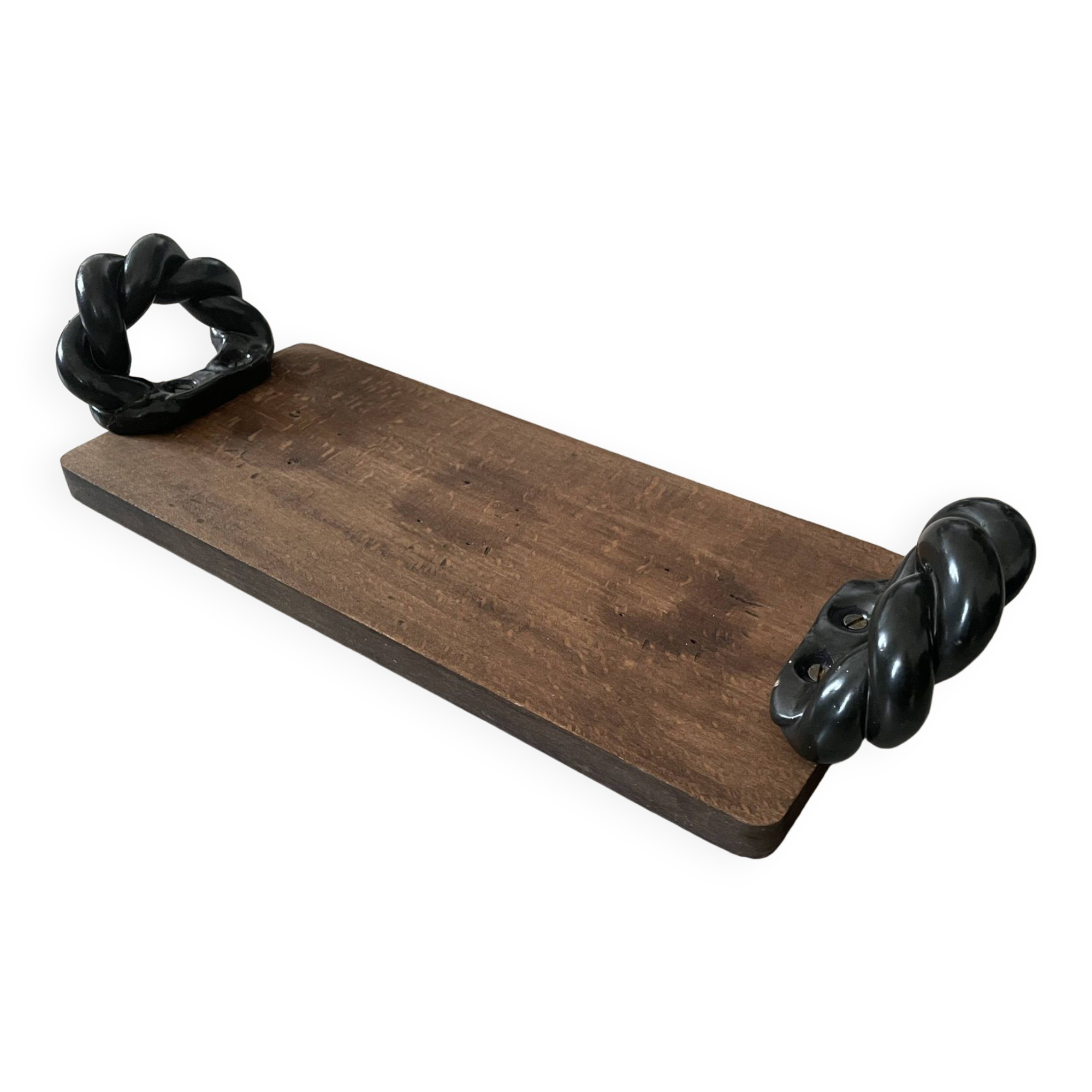 Vintage wooden and ceramic tray