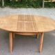 Scandinavian round extendable dining table renovated light oak 172cm