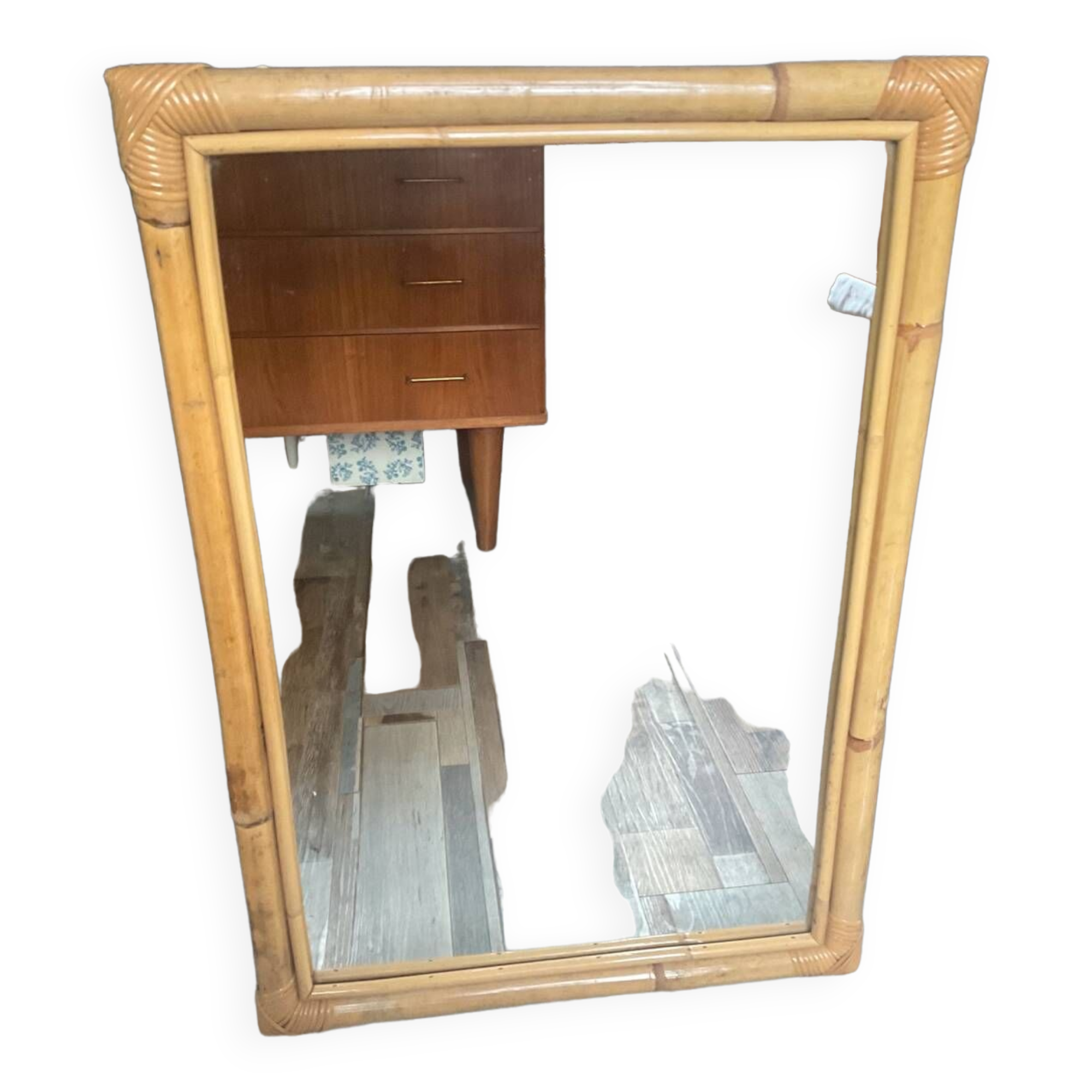 Vintage rattan mirror 76x54cm from the 70s