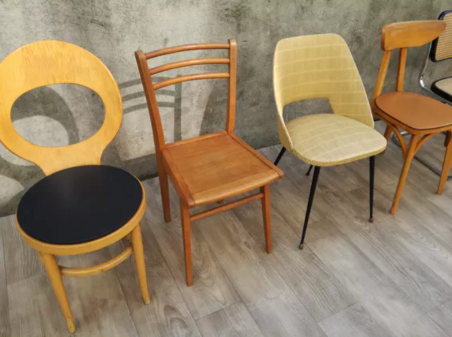 Lot de 6 chaises vintages depareillées